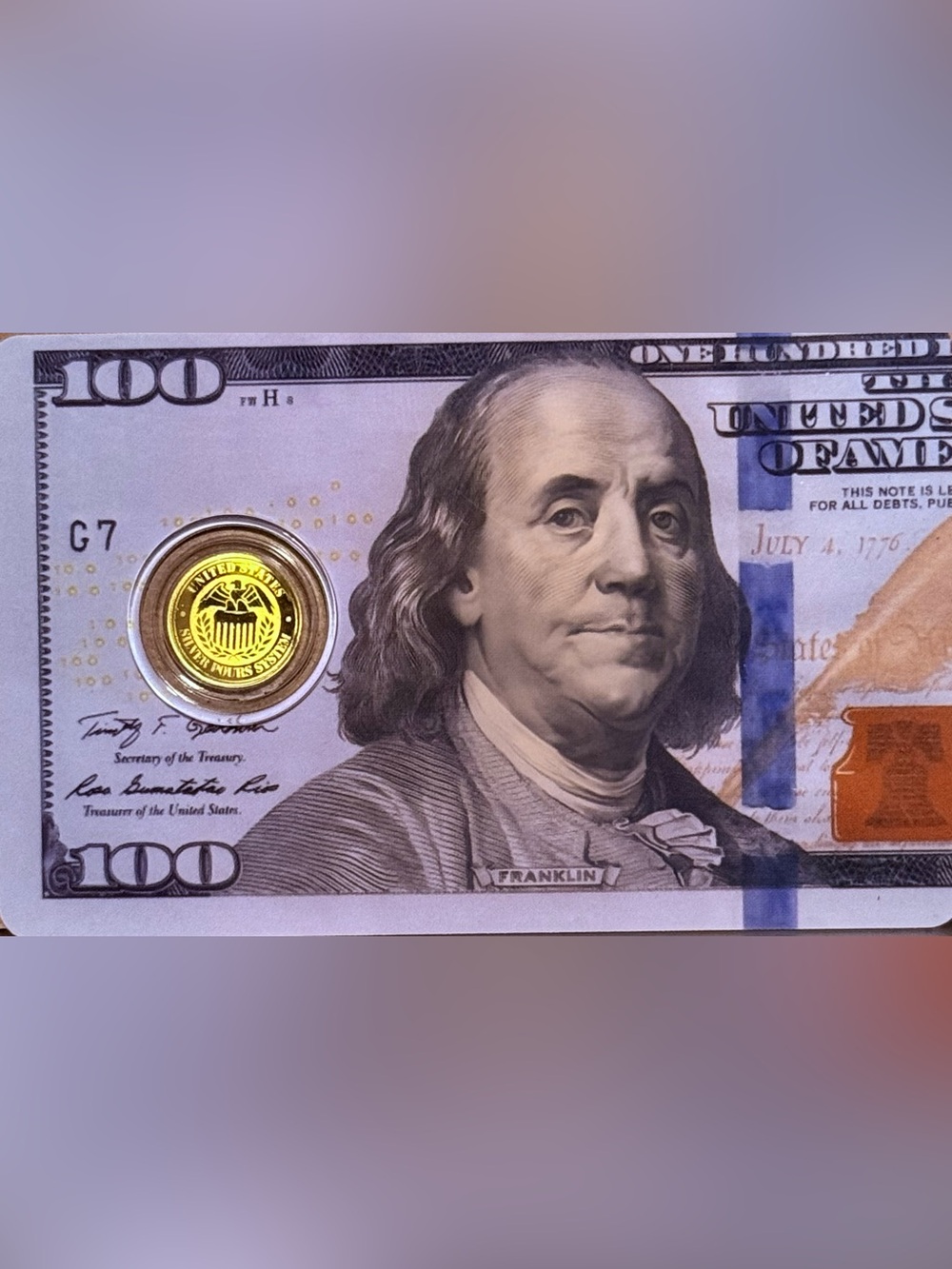 $100 Bill Benjamin 1/1000oz Pure Gold Coin (.9999 Fine) • Liberia Legal Tender